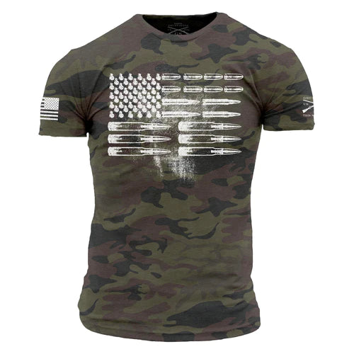 Grunt Style Woodland Cammo Ammo Flag Men's T-shirt