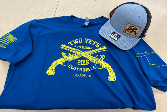Two Vets Clothing Co. Logo Starter Pack!  T-shirt Cool Blue