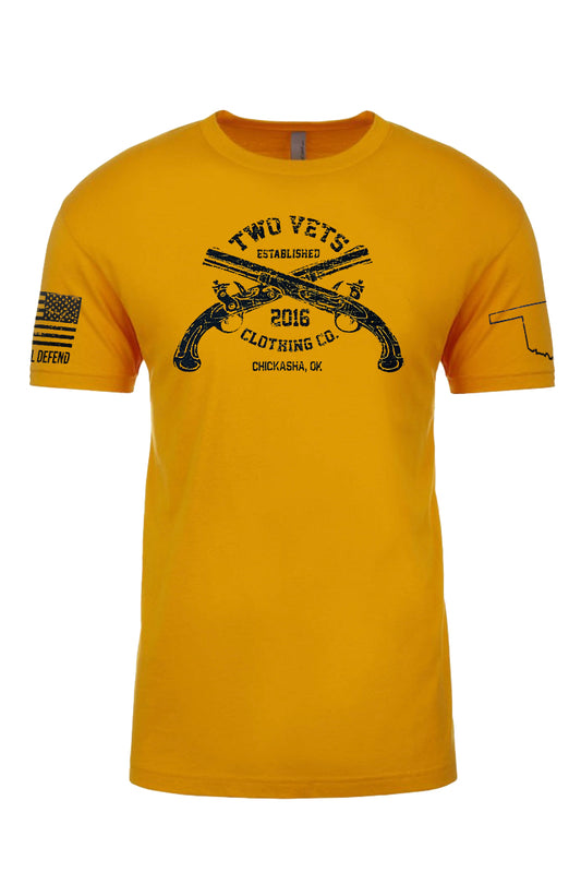 Two Vets Logo Men's T-Shirt - Gold, Two Vets Clothing Co.
