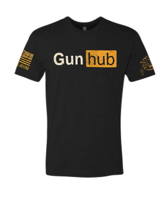 Gun Hub Men's T-Shirt - Black designed and printed by Two Vets Clothing Co.