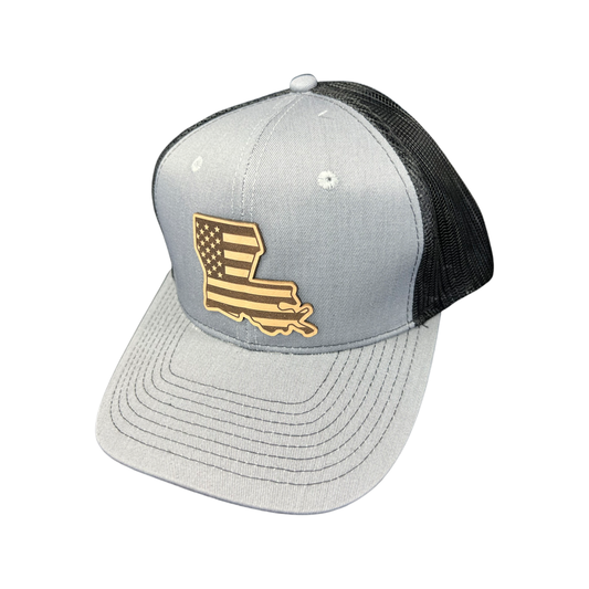Louisiana Leather Patch cap: Heather Grey/Black