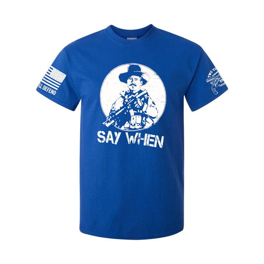 Say When Men's T-Shirt - Royal Blue, Two Vets Clothing Co.