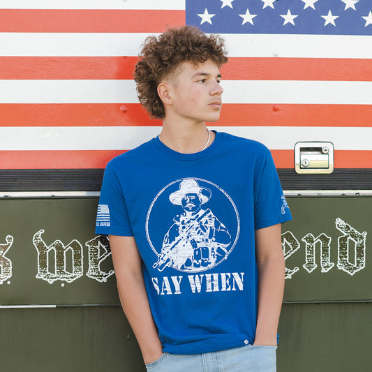 Say When Men's T-Shirt - Royal Blue, Two Vets Clothing Co.